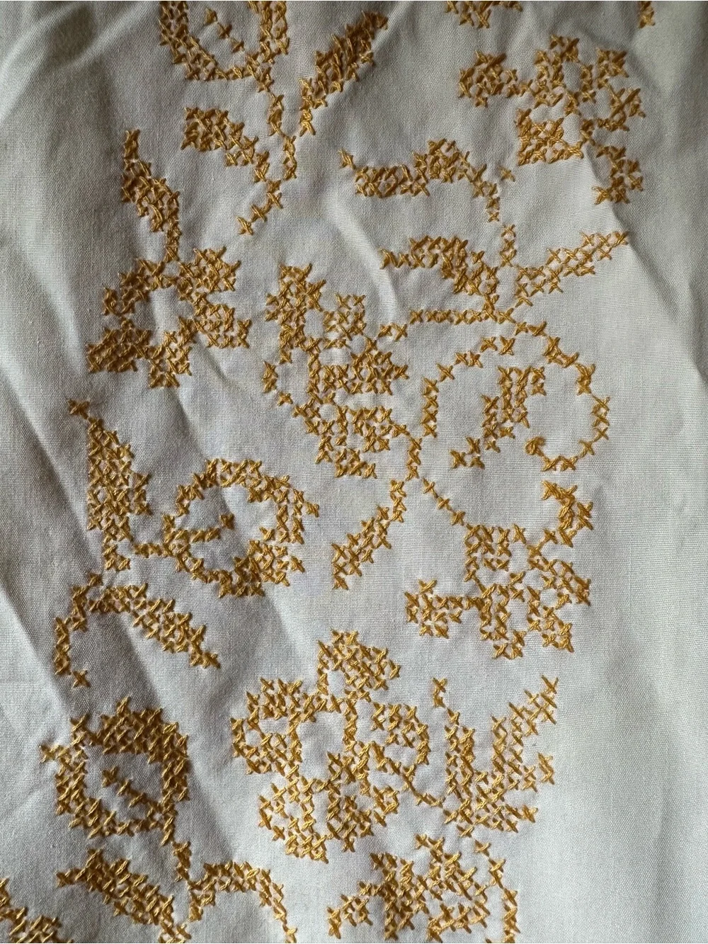 Vintage Hand Embroidered Tablecloth 56” x 74” upcycle